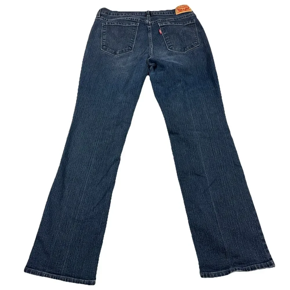 Levis 505 Straight Leg Jeans Womens Size 8 Dark Wash Denim Mid Rise Stretch